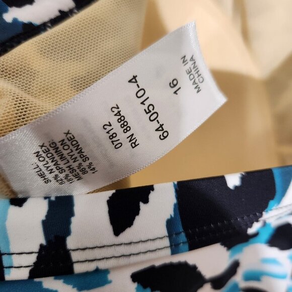 Swimsuits For All Tankini Swimsuit Womens 16 Blue Black White Tiered Layered Top - Picture 7 of 13